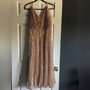 Rose gold sequin evening dress